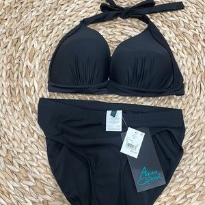 Walmart brand full coverage bottom black bikini